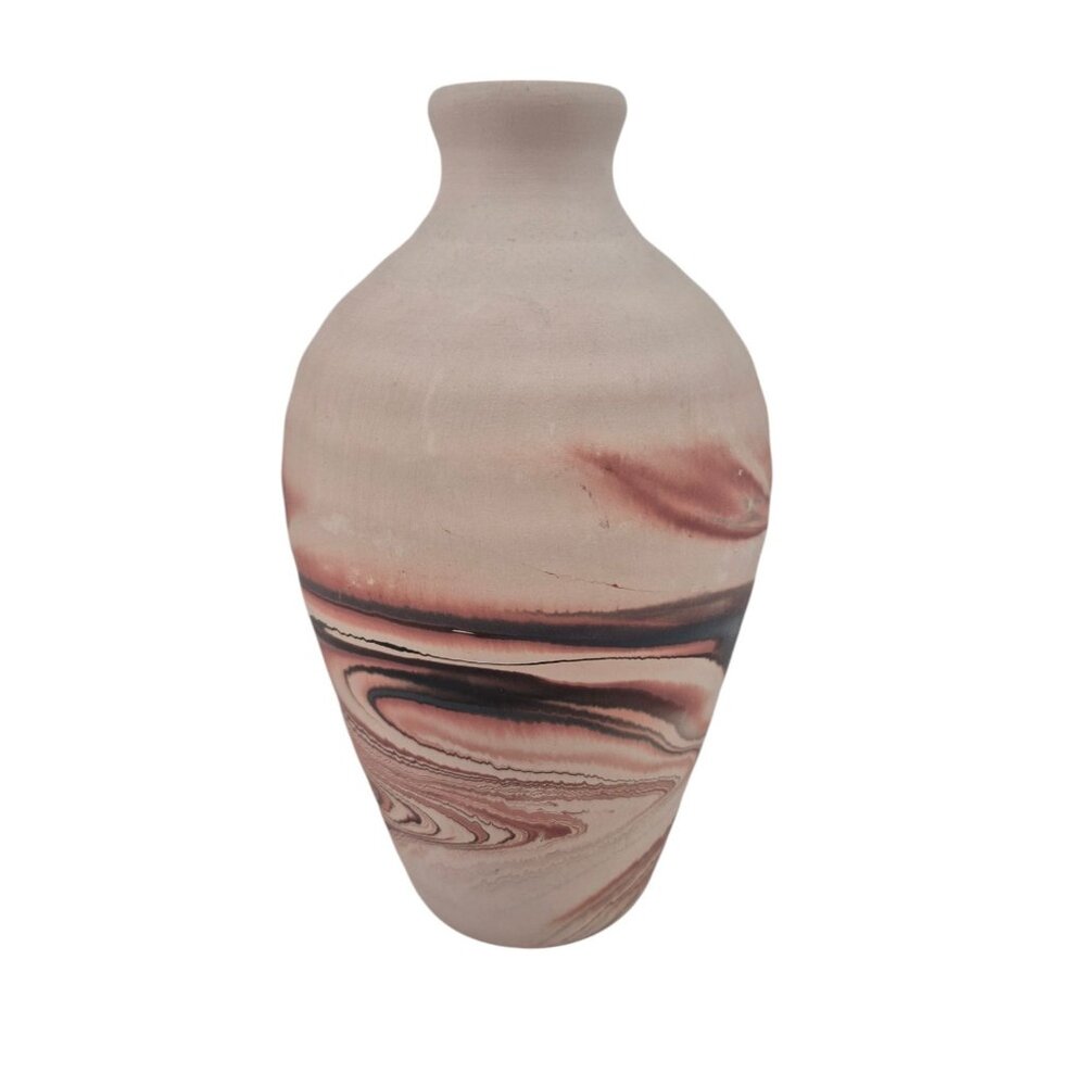 Nemadji Pottery Hand Made Swirl Design Vase Decorative Earth Tones USA Ceramic - Picture 7 of 10